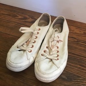 Off-White Leather Converse w/ Rose gold Details